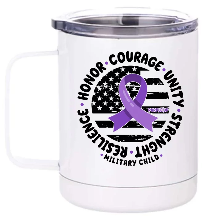 Purple Up Honor Unity Military Quote Ribbon Usa Front & Back 12oz Stainless Steel Tumbler Cup