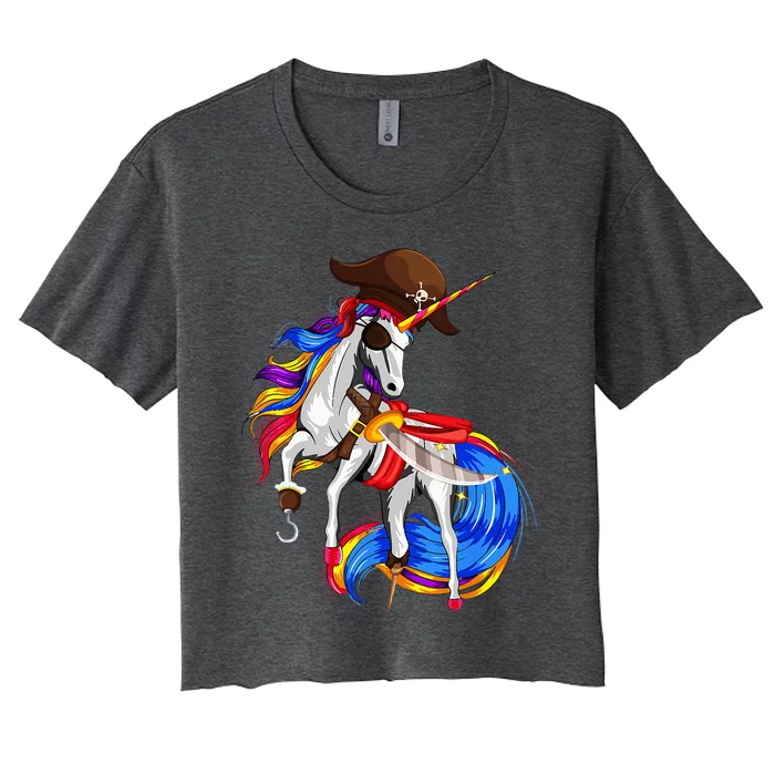 Pirate Unicorn Halloween Costume Family Women's Crop Top Tee