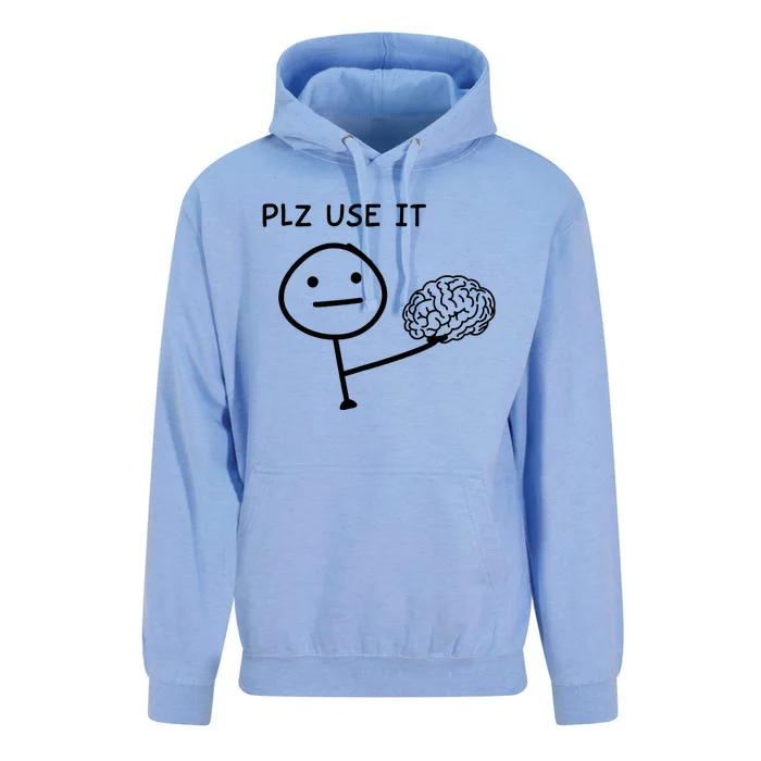 Plz Use It X Use Your Brain. Funny Stupid Saying Unisex Surf Hoodie