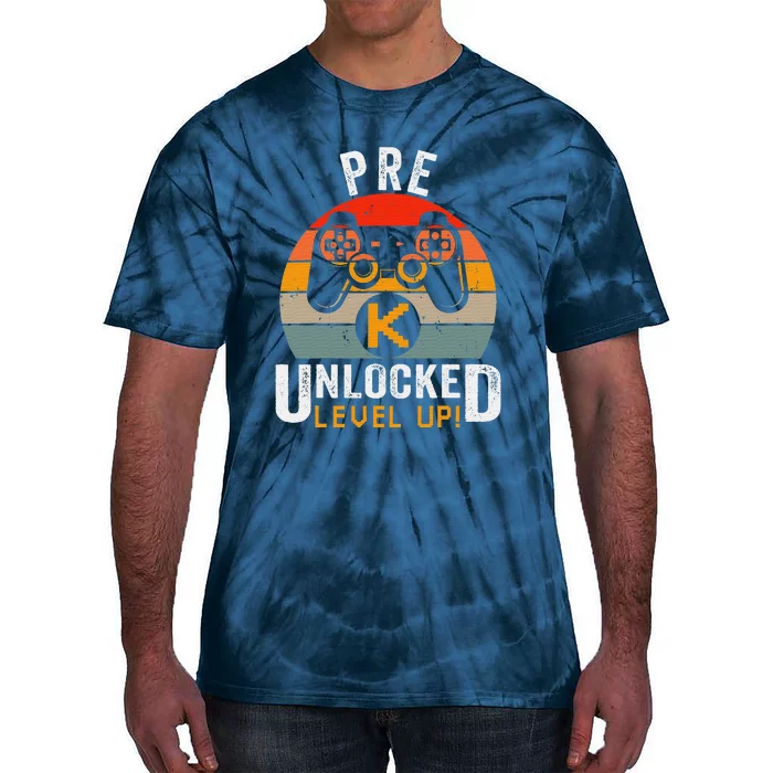 PreK Unlocked Level Up Gamer Retro Vintage Video Game Tie-Dye T-Shirt