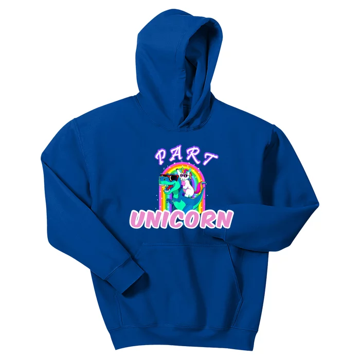 Part Unicorn Lover Funny Unicorn Riding Dinosaur Meaningful Gift Kids Hoodie