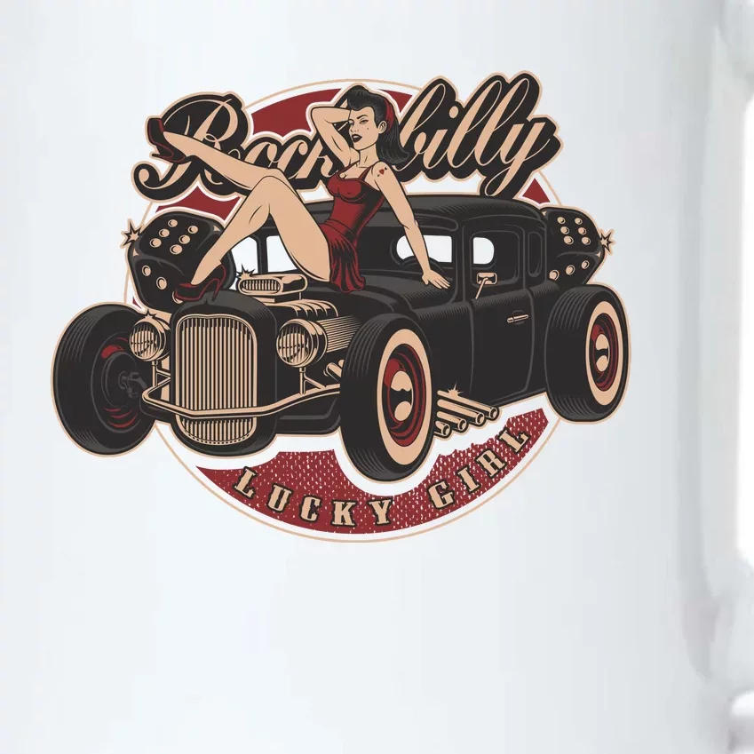 Pin Up Lucky Girl Classic Hot Rod Rockabilly Black Color Changing Mug