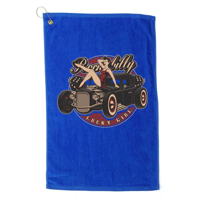 Pin Up Lucky Girl Classic Hot Rod Rockabilly Platinum Collection Golf Towel