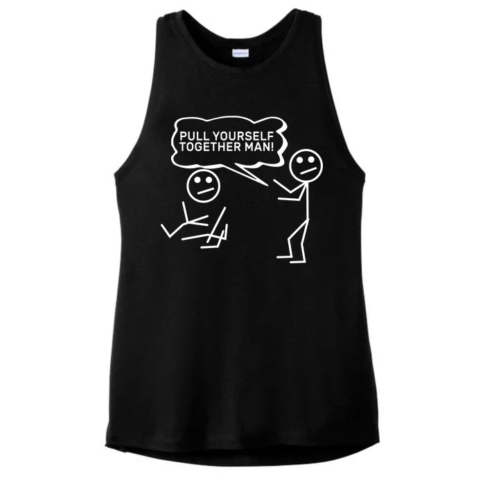 Pull Yourself Together Man Ladies Tri-Blend Wicking Tank