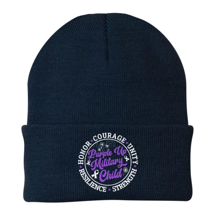 Purple Up Military Child 2024 Honor Courage Unity Dandelion Knit Cap Winter Beanie