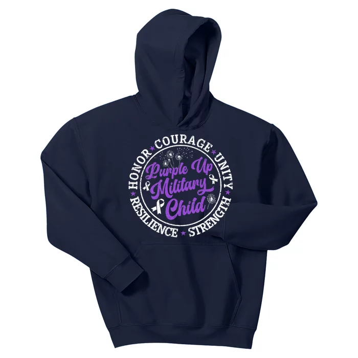 Purple Up Military Child 2024 Honor Courage Unity Dandelion Kids Hoodie