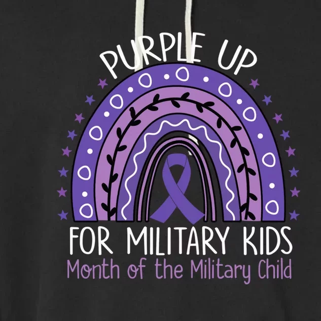 Purple Up Military Child Month Rainbow Ribbon Purple Gifts Garment-Dyed Fleece Hoodie