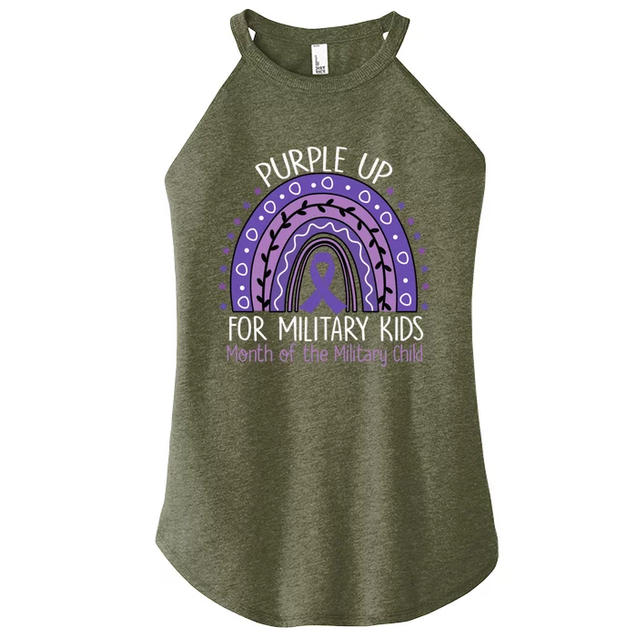 Purple Up Military Child Month Rainbow Ribbon Purple Gifts Women’s Perfect Tri Rocker Tank