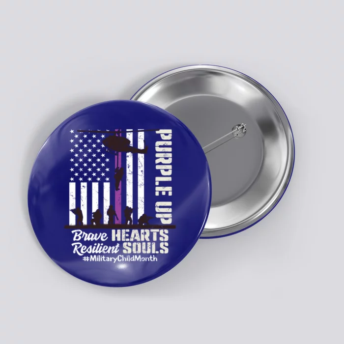 Purple Up Military Month Awareness Helicopter Gift Button