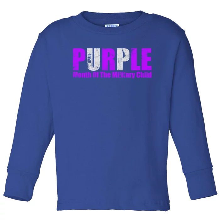 Purple Up Month Of Military Awareness Gift Toddler Long Sleeve Shirt