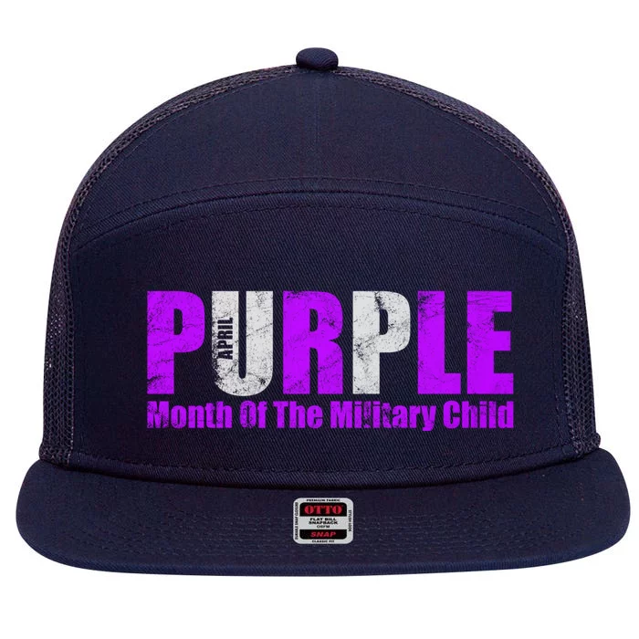 Purple Up Month Of Military Awareness Gift 7 Panel Mesh Trucker Snapback Hat