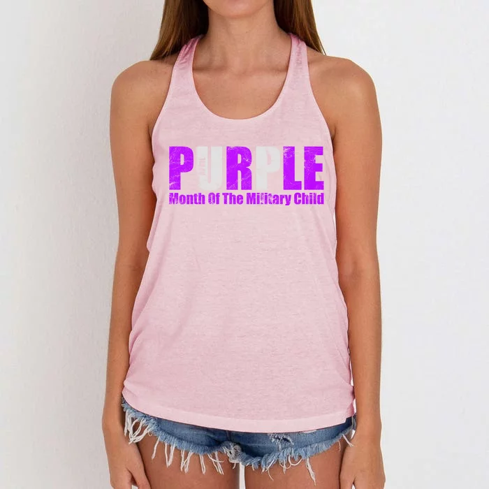 Purple Up Month Of Military Awareness Gift Women's Knotted Racerback Tank