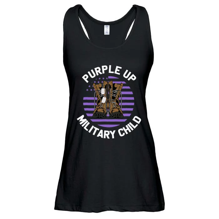 Purple Up Military Child Boots US Flag Month of Military Ladies Essential Flowy Tank