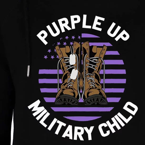 Purple Up Military Child Boots US Flag Month of Military Womens Funnel Neck Pullover Hood