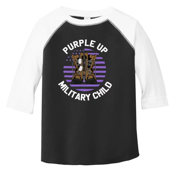 Purple Up Military Child Boots US Flag Month of Military Toddler Fine Jersey T-Shirt