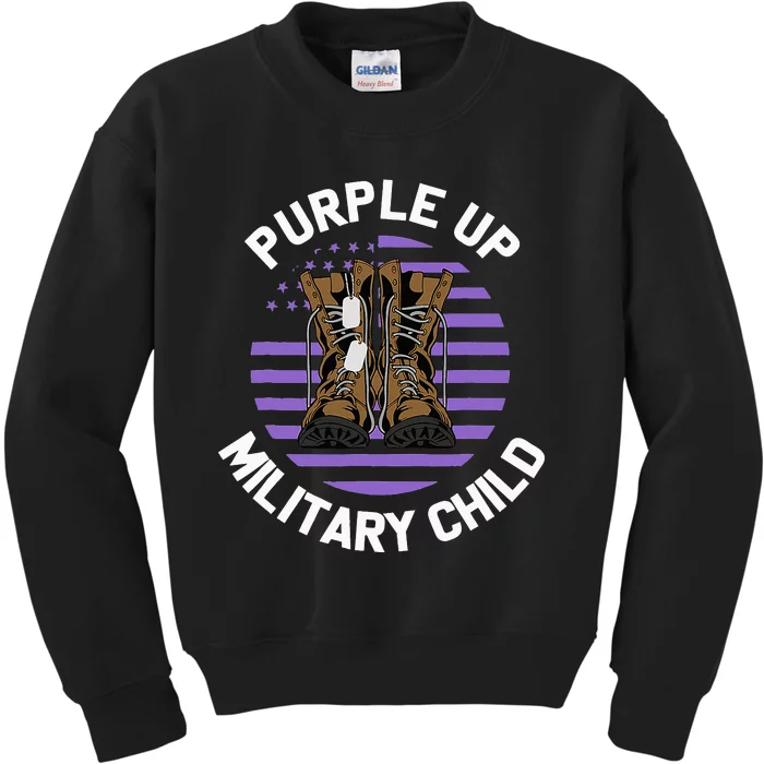 Purple Up Military Child Boots US Flag Month of Military Kids Sweatshirt