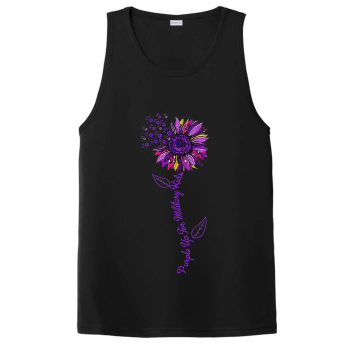 Purple Up Military Child Sunflower Leopard Performance Tank