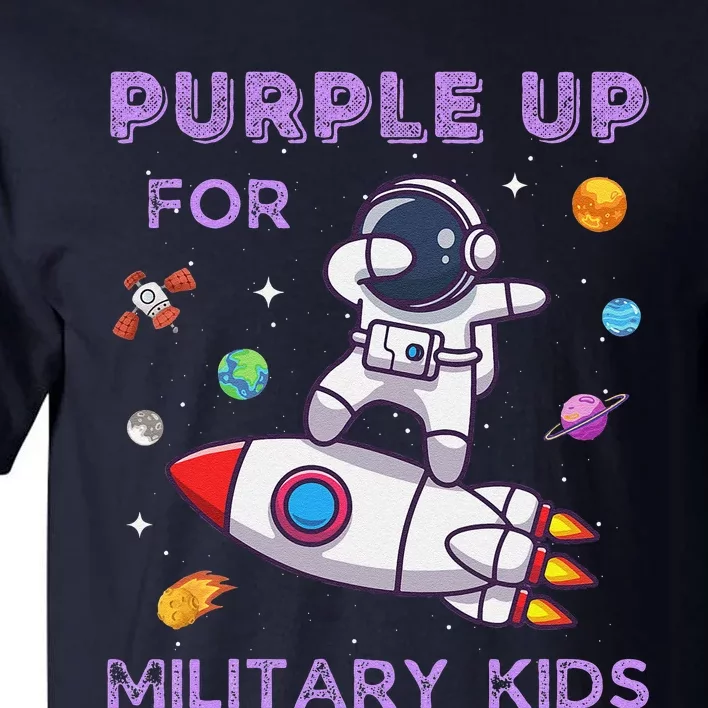 Purple Up Military Ki.Ds Military Child Month Astronaut Funny Tall T-Shirt