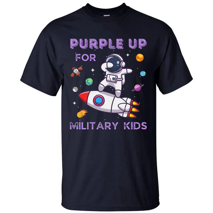 Purple Up Military Ki.Ds Military Child Month Astronaut Funny Tall T-Shirt