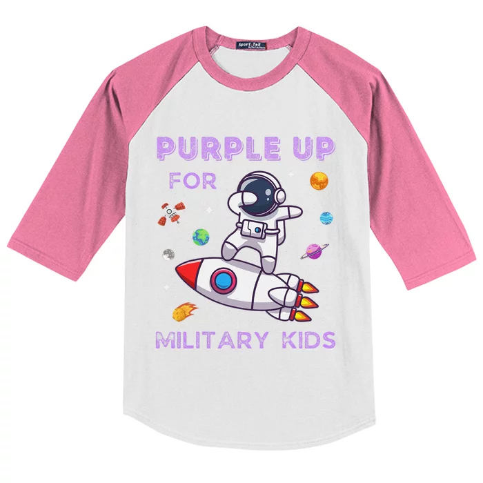 Purple Up Military Ki.Ds Military Child Month Astronaut Funny Kids Colorblock Raglan Jersey