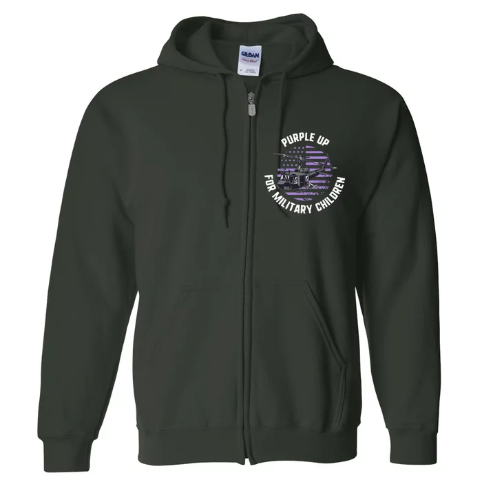 Purple Up Military Child Month Awareness Ren Helicopter Full Zip Hoodie