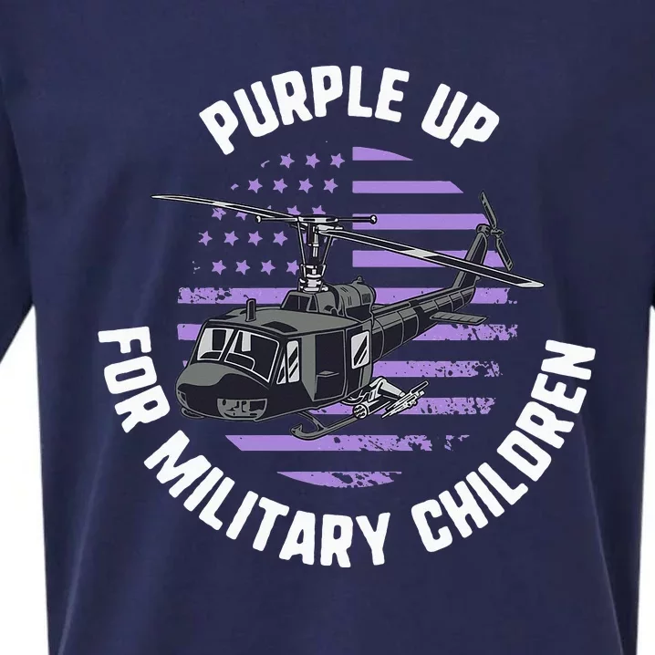 Purple Up Military Child Month Awareness Ren Helicopter Sueded Cloud Jersey T-Shirt