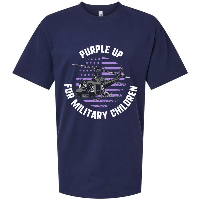 Purple Up Military Child Month Awareness Ren Helicopter Sueded Cloud Jersey T-Shirt