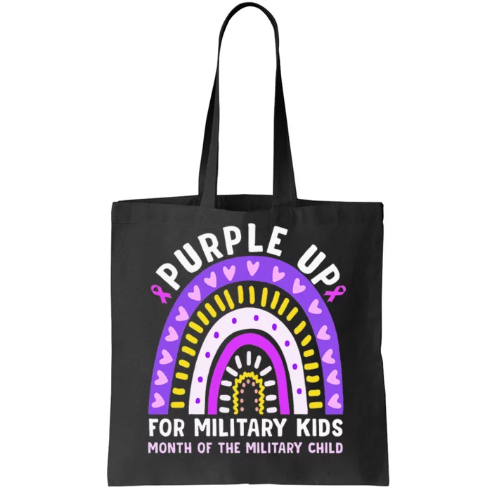 Purple Up Military Month Of The Military Child Rainbow Tote Bag