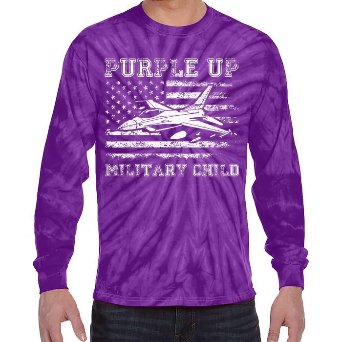 Purple Up Military Child Month Military Air Force Gifts Tie-Dye Long Sleeve Shirt