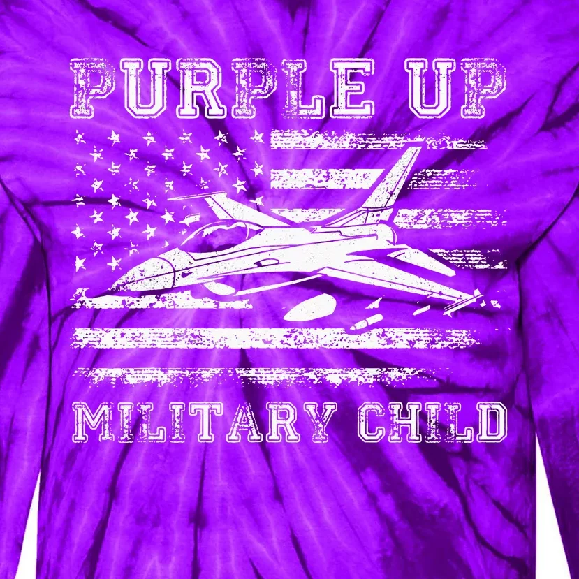 Purple Up Military Child Month Military Air Force Gifts Tie-Dye Long Sleeve Shirt