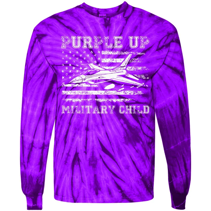 Purple Up Military Child Month Military Air Force Gifts Tie-Dye Long Sleeve Shirt