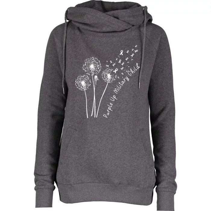 Purple Up Military Child Month Month Dandelion Womens Funnel Neck Pullover Hood