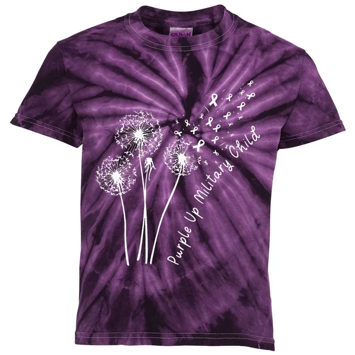 Purple Up Military Child Month Month Dandelion Kids Tie-Dye T-Shirt