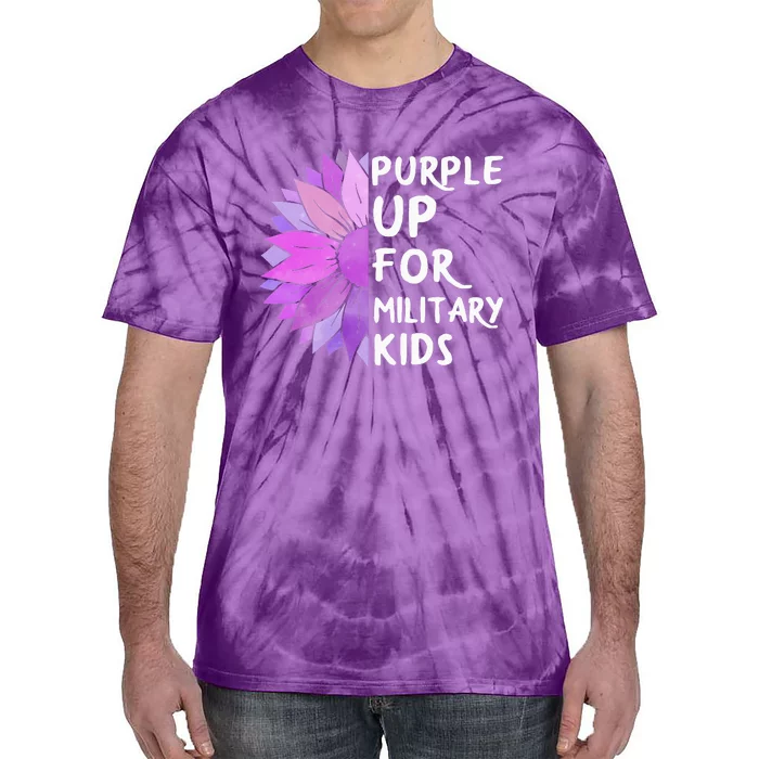 Purple Up Military Child Sunflower Military Brats Month Tie-Dye T-Shirt