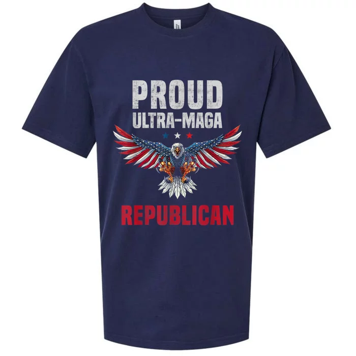 Proud Ultra MAGA Republican. Eagle USA Flag Colors Patriotic Sueded Cloud Jersey T-Shirt