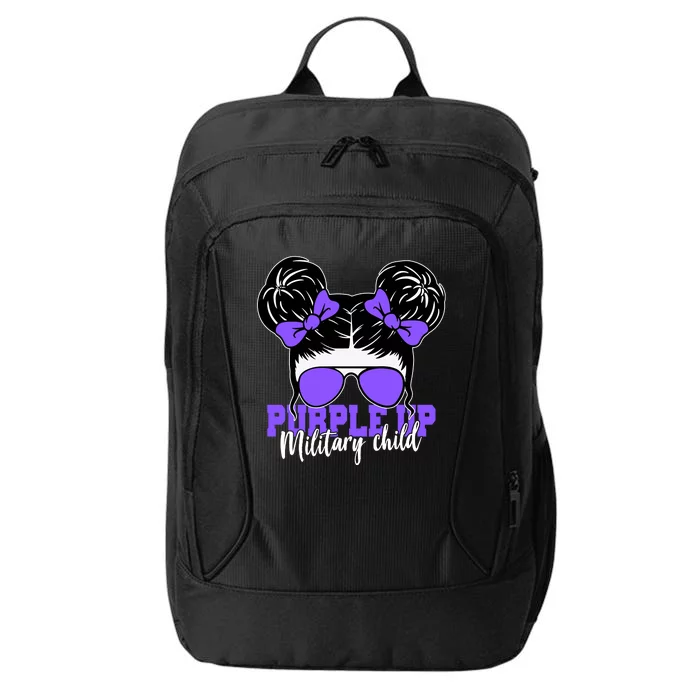 Purple Up Military Child Hair Bun City Backpack