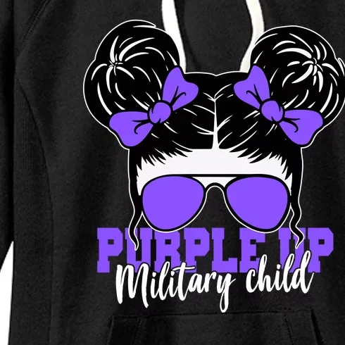 Purple Up Military Child Hair Bun Women's Fleece Hoodie