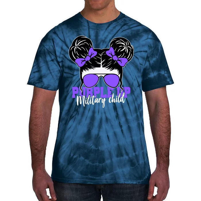 Purple Up Military Child Hair Bun Tie-Dye T-Shirt