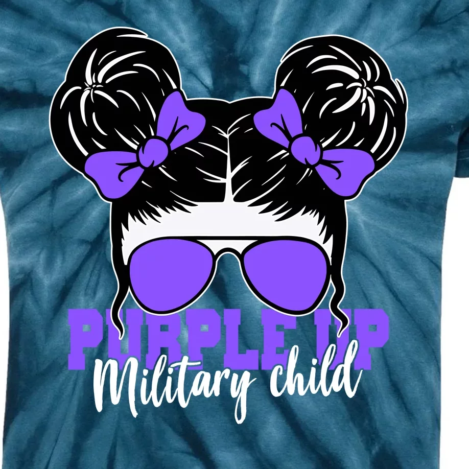 Purple Up Military Child Hair Bun Kids Tie-Dye T-Shirt