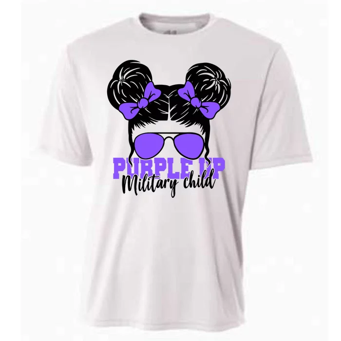 Purple Up Military Child Hair Bun Cooling Performance Crew T-Shirt