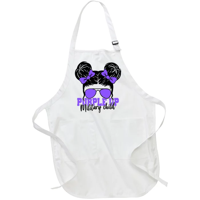 Purple Up Military Child Hair Bun Full-Length Apron With Pocket