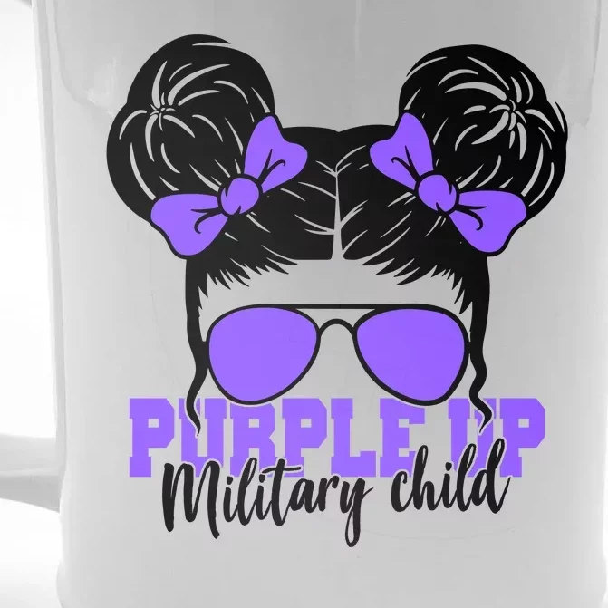 Purple Up Military Child Hair Bun Front & Back Beer Stein