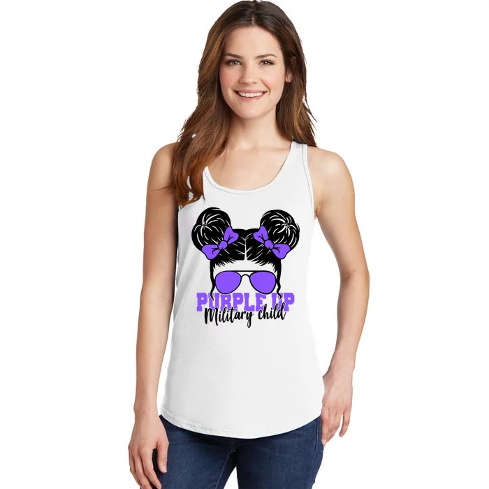 Purple Up Military Child Hair Bun Ladies Essential Tank