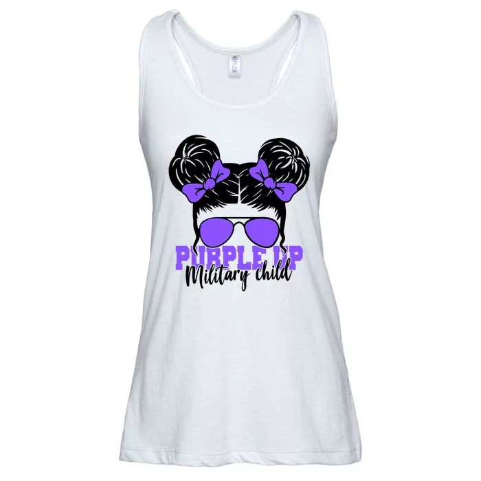 Purple Up Military Child Hair Bun Ladies Essential Flowy Tank