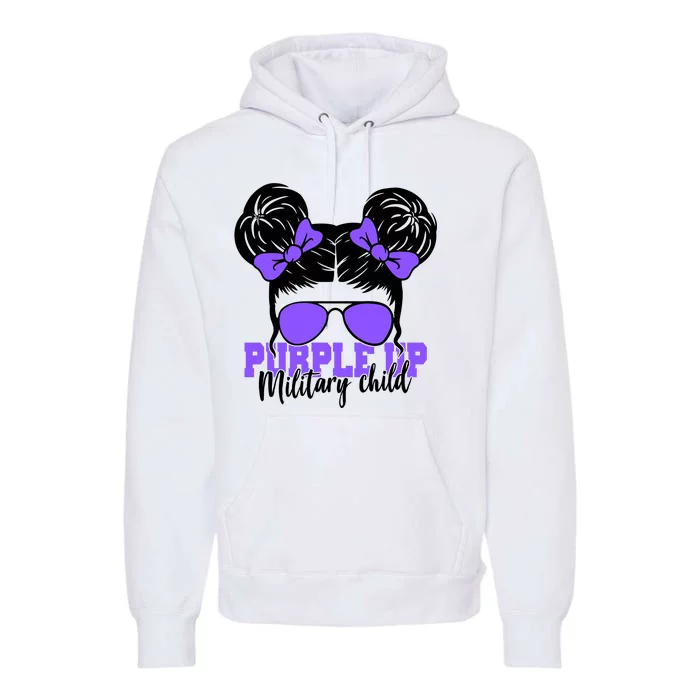 Purple Up Military Child Hair Bun Premium Hoodie