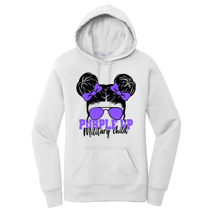 Purple Up Military Child Hair Bun Women's Pullover Hoodie