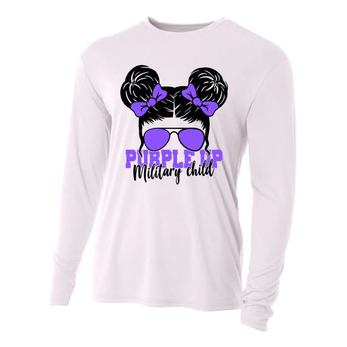 Purple Up Military Child Hair Bun Cooling Performance Long Sleeve Crew