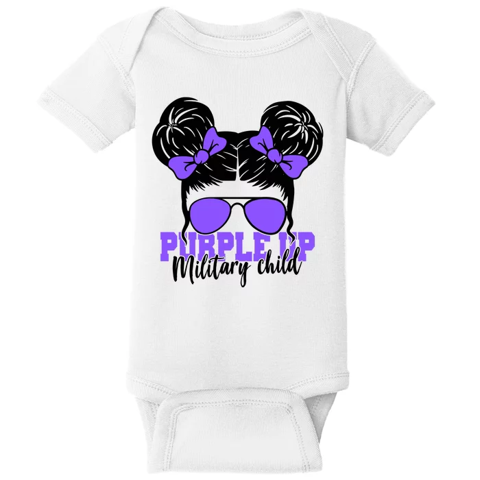 Purple Up Military Child Hair Bun Baby Bodysuit