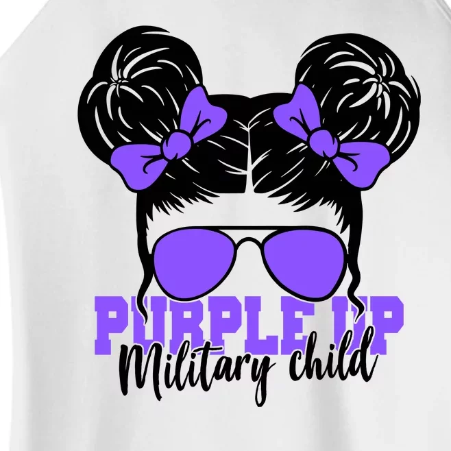 Purple Up Military Child Hair Bun Women’s Perfect Tri Rocker Tank