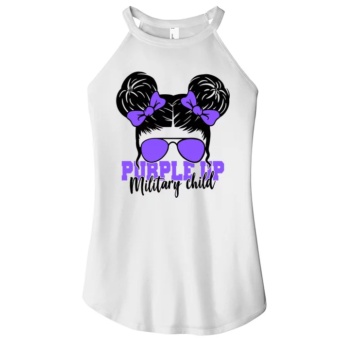 Purple Up Military Child Hair Bun Women’s Perfect Tri Rocker Tank